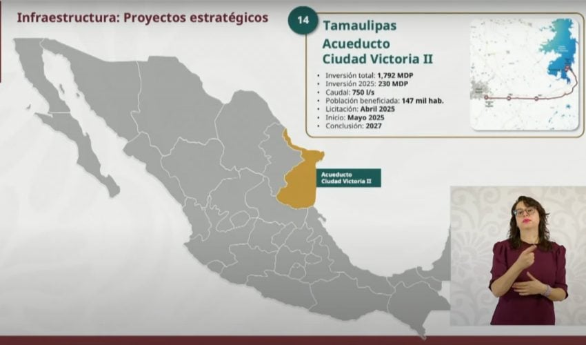 Inicia en mayo construcción de la segunda línea del acueducto ciudad Victoria Conagua