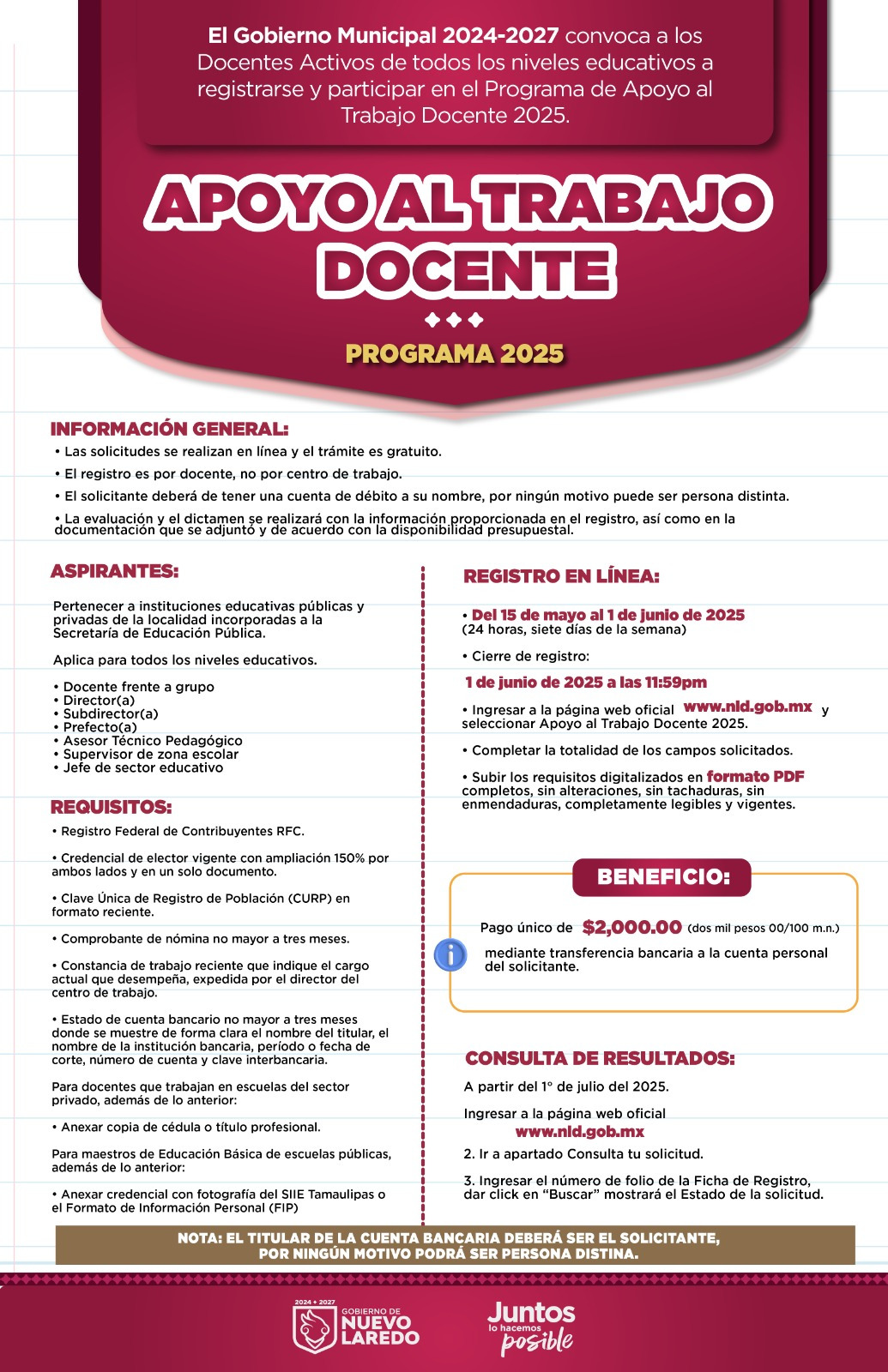 Invitan a maestros al registro para el programa de apoyo al trabajo docente