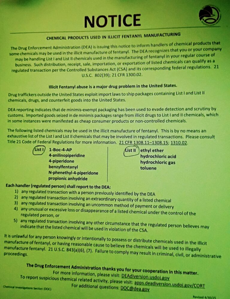 Ordena la DEA a empresas aduaneras a revisar precursores químicos de China cuando lleguen