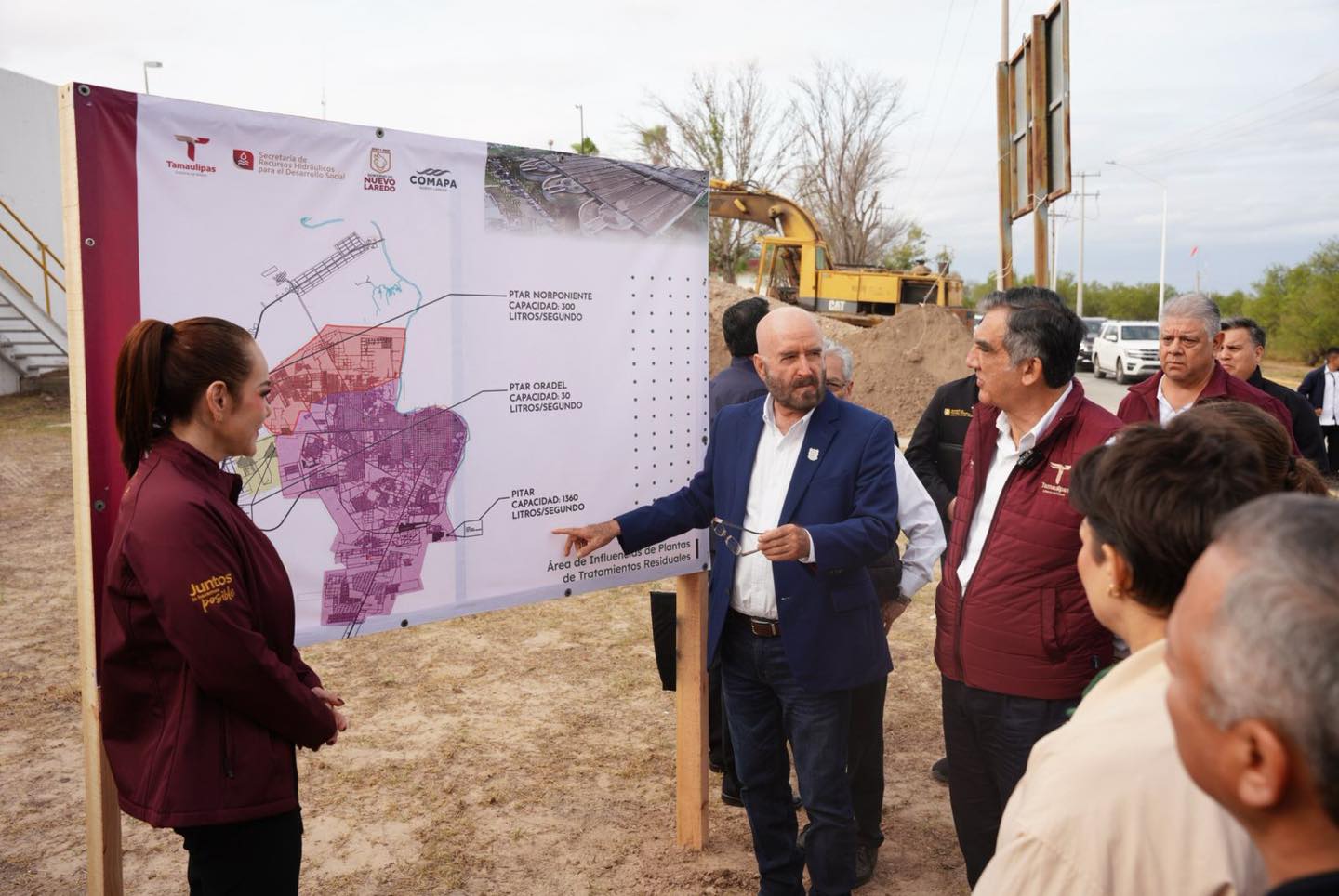 Supervisa gobernador obras de la planta PITAR; lo acompaña la alcaldesa